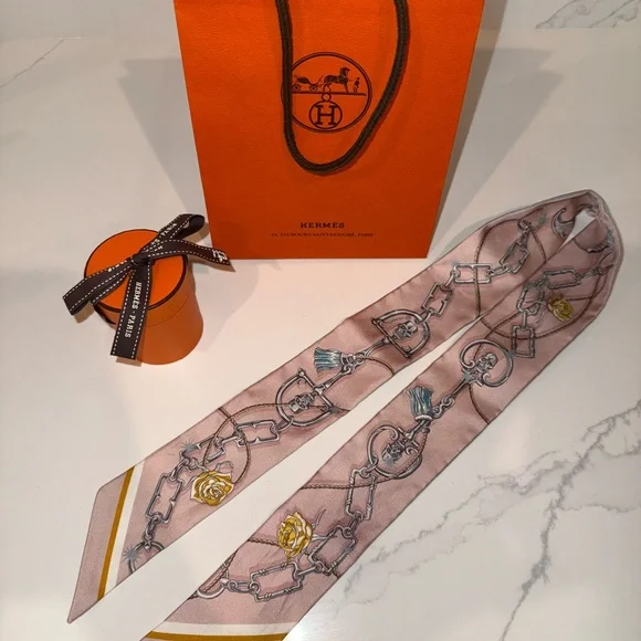 Hermes C'est la Fete Twilly in Pink & Blue Scarf - Picture 5 of 7